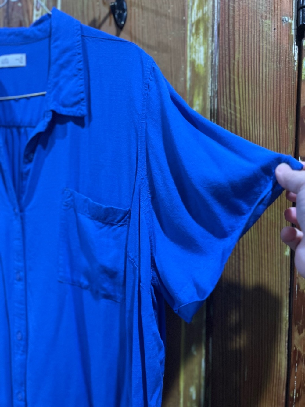 croft & barrow Royal Blue Short Sleeve Button-Up Shirt - Picture 5 of 6